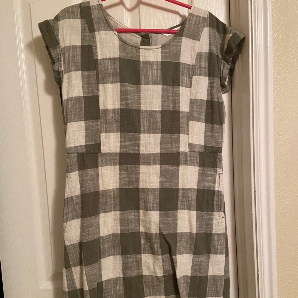 Downeast Gingham Sage Green Dress